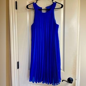 Blue Pleated Detail Dress